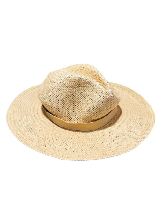 NWOT Janessa Leone Simone Packable Straw Fedora Hat Medium MSRP $287 main image 4